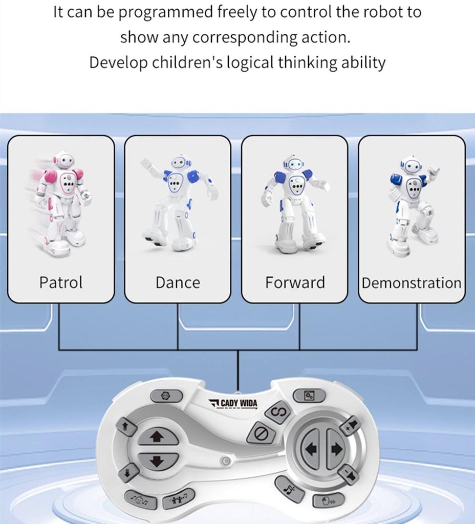 WEECOC Multifunctional Robot Radio Controlled Hand Gesture It Sings and Kids Birthday Gift Toy, Robot, Control, Dances, Toy, (White)