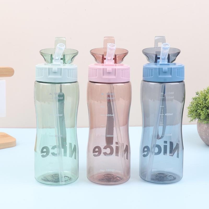 580Ml Portable Leak-Proof Sport Tea Coffee Cup Plastic Water Bottle With Straw For Drinkware Kids Water Bottle For School