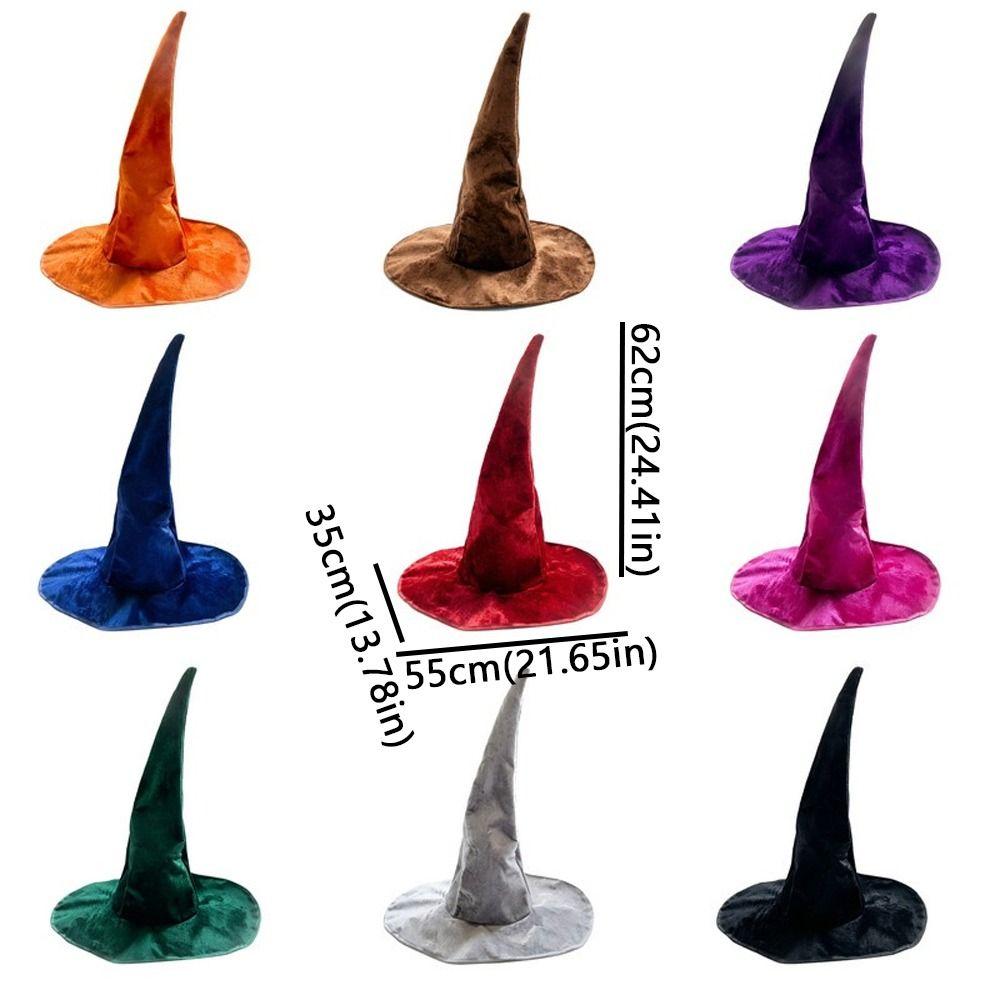 Velvet Halloween Witch Hat Large Witch Costume Hat Comfortable Plush Wizard Hat Role-Playing