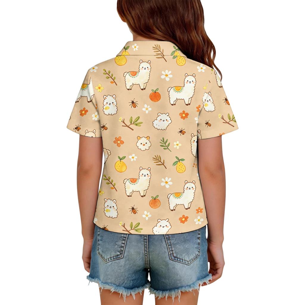 Kids Casual Short Sleeve Polo Shirt Animal Print Lightweight Soft Fabric Breathable Summer Top for Boys Girls