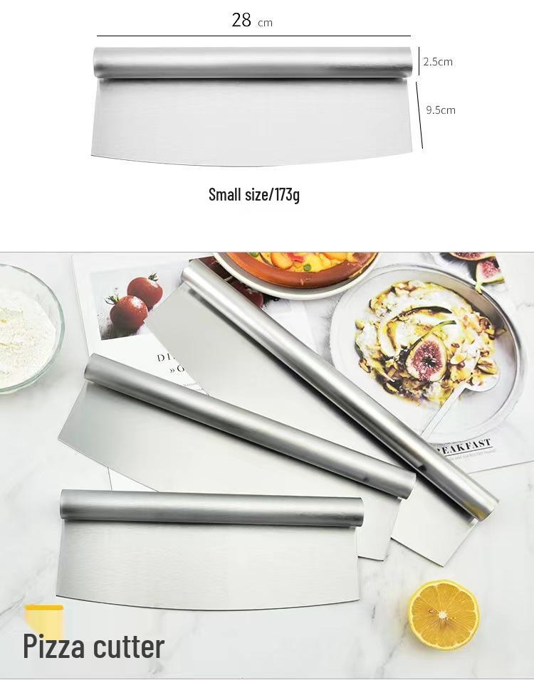 Stainless Steel Crescent Pizza and Cake Slicer with Flour Sifter