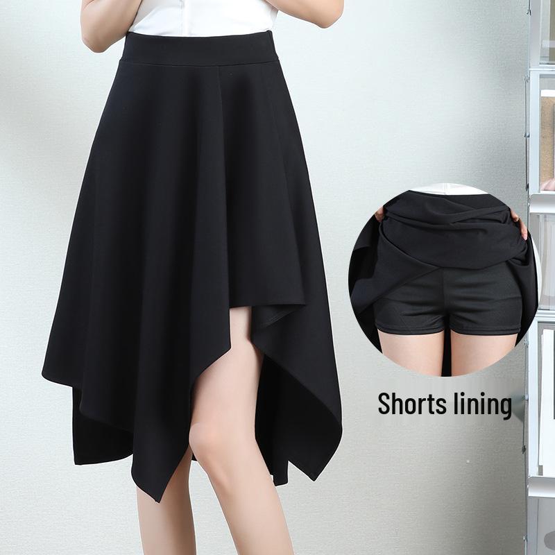 

Черная драпированная миди-юбка с высокой талией и эластичной тканью - Универсальный весенне-летний облегающий дизайн для женщин Medium чёрный