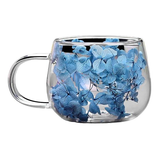 Pahar cu Perete Dublu din Sticlă Borosilicată Căni Izolate 4 Căni de Cafea Înalte Set cu Petală Colorată