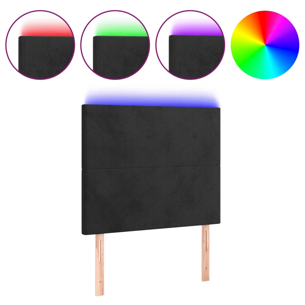 Vidaxl Testata per Letto con LED, Nera, 90X5X118/128 Cm, Velluto