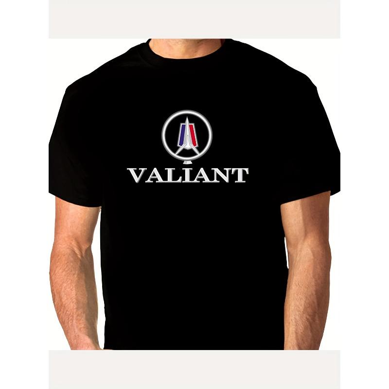 Taglie Europee Maglietta da Uomo Vintage con Spilla/Logo Berretto - Maglietta Casual Girocollo Manica Corta per Appassionati di Auto d'Epoca con Design Spilla Valiant