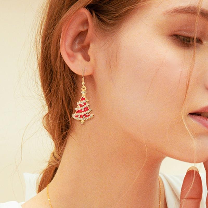 X6HE Festival-Saison Ohrringe Leichte Legierung Schmuck Rotes/Grünes Funkelndes Accessoire