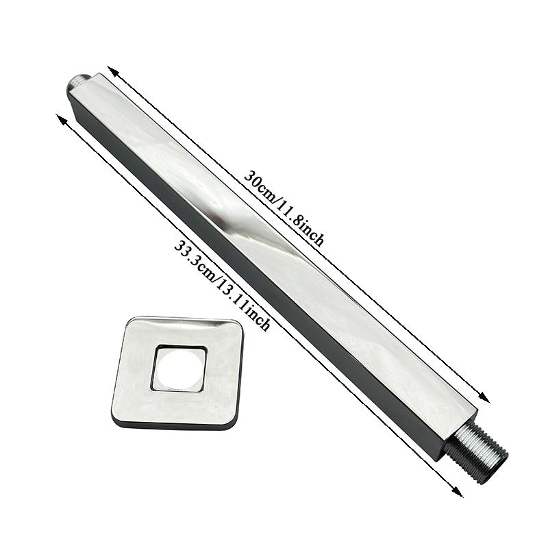 Bourdillat Ceiling Mounted Shower Arm, Rain Shower Head Square Extension Arm Stainless Steel Ceiling Mount Shower Extender