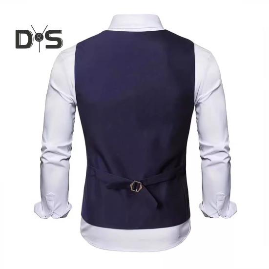 Men Suit Vest V-Neck Sleeveless Single-Breasted Suit Coat with Pockets Solid Color Slim Fit Formal Style Business Waistcoat