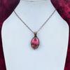 Thulite Gemstone Pendant Copper Wire Wrapped Jewelry Handmade Designer Pendant