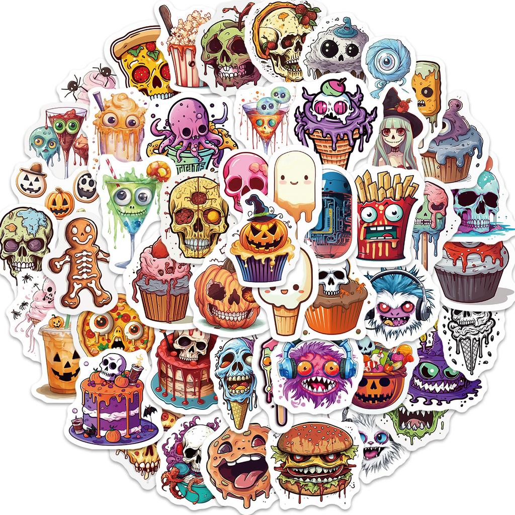 50 Cartoon Halloween Food Graffiti Stickers Personalized Decorative Guitar Notebook Suitcase DIY Waterproof