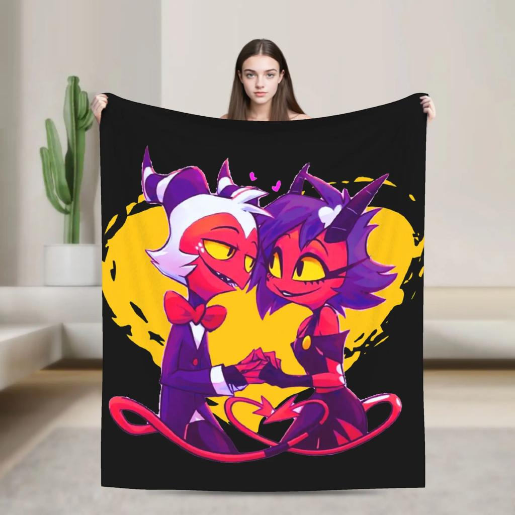 Millie Moxxie Fleece Throw Blankets Helluva Boss Anime Blankets for Bed Couch Lightweight Bed Rug