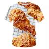 Fried Chicken Pasta Graphic T-shirt for Men 3D Print Food Short Sleeve Loose Funny T Shirt Kids Casual Street Tee Shirts Tops