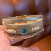 Retro Leather & Diamond Devil's Eye Magnetic Bracelet - Bohemian High-End Jewelry