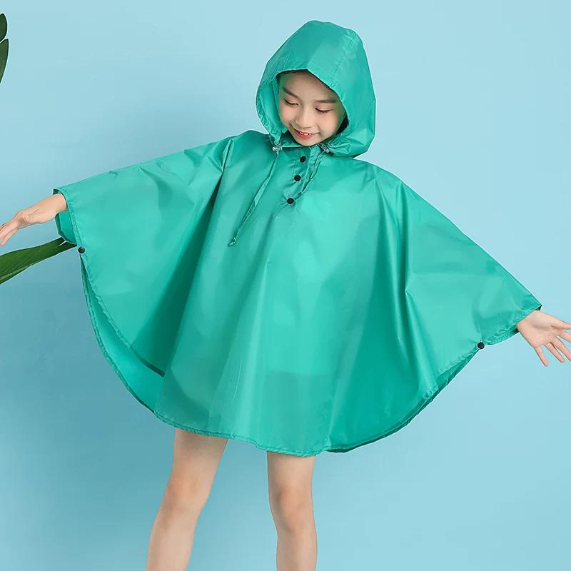 Kids Cape Raincoat Outdoor Walking Children Playing with Water Students Go to School Backpack Waterproof Poncho Multicolor