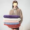 Women's Gray Double-Sided Fleece Hoodie Jacket, Plus Velvet, Thickened, Windproof Stand Collar, Long Sleeve, Warm Outerwear for Autumn/Winter