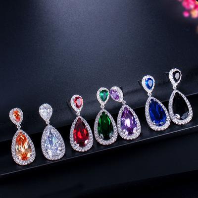 Classic Water Drop Earrings, Micro-Set Zircon Long Stud Earrings, Bridal Earrings, Dinner Accessories
