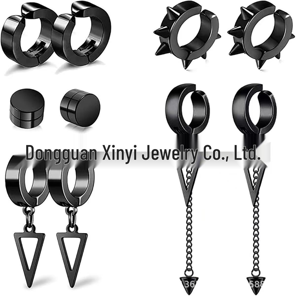 Unisex Stainless Steel Magnetic Cross Spike Earrings - No Ear Holes Needed