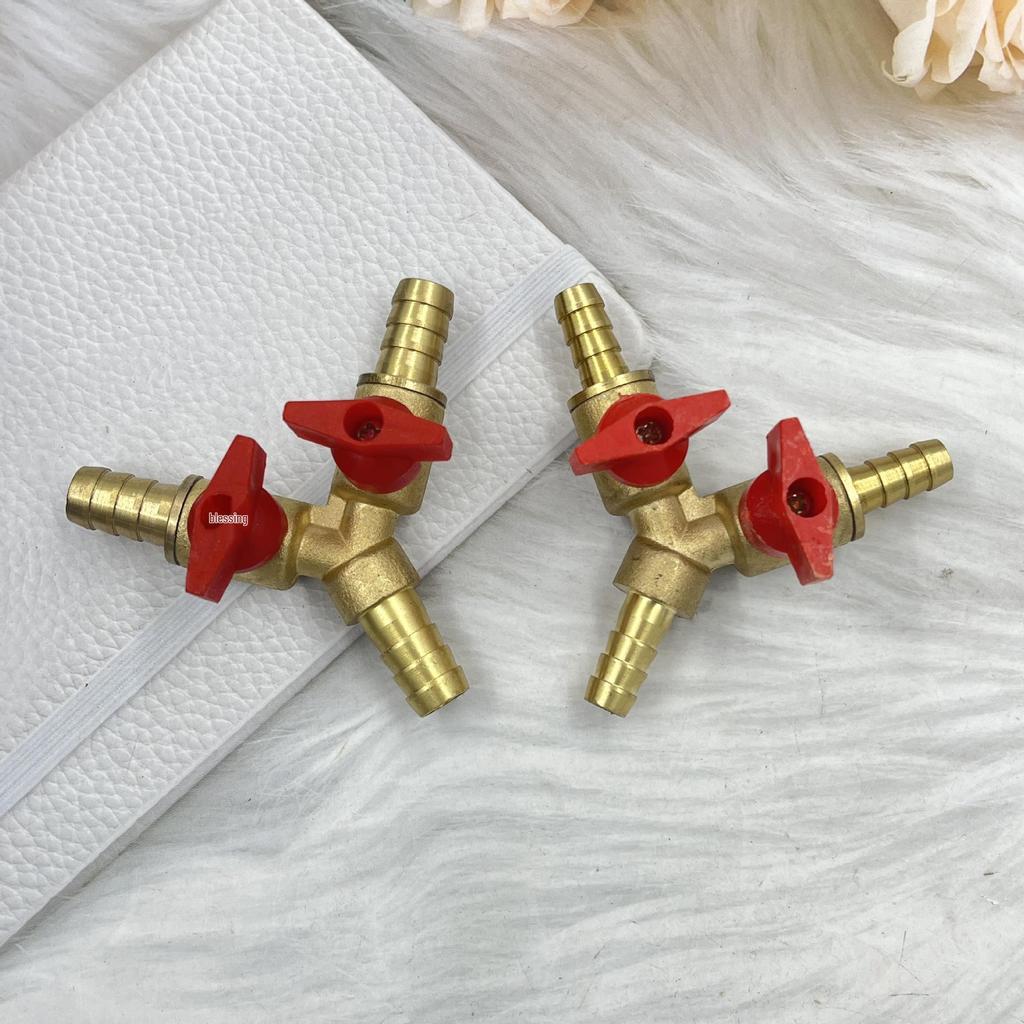 Three-Way Brass Gas Valve with Pagoda Pointed Nozzle for Liquefied Gas Stoves