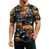 Men's Casual Printed Crew Neck Lightweight Breathable Short Sleeve Shirt Halloween Pattern Comfortable Fit