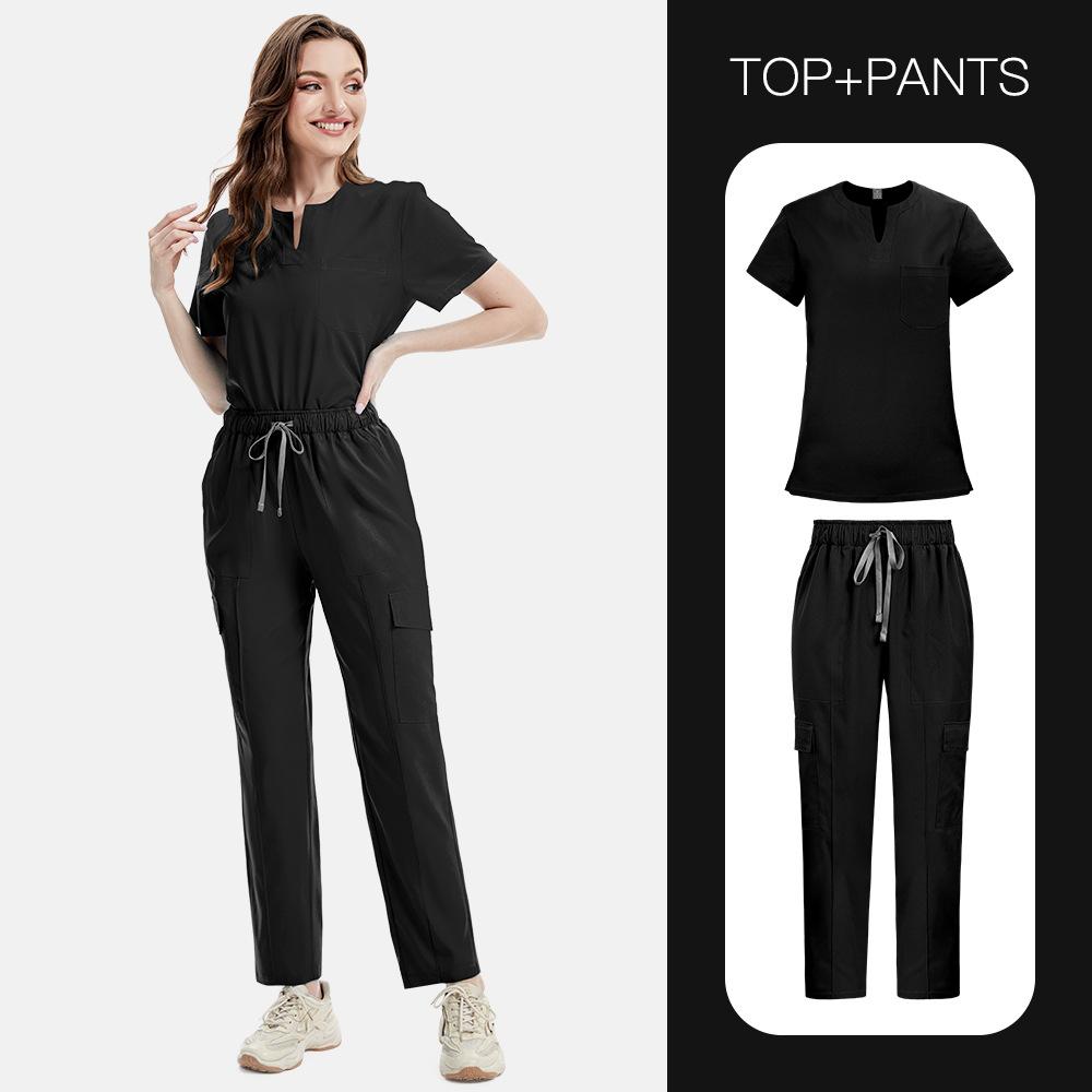 Export Doctor And Nurse Surgical Overalls, Hand Washing Clothes, Thin V-Neck Solid Color Quick-Drying Men'S And Women'S Nurse Uniforms