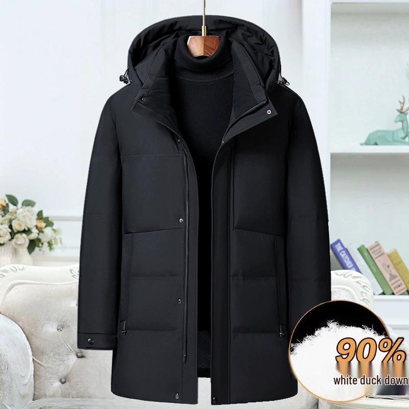 Northeast-Style Mid-Length Winter Down Jacket for Middle-Aged and Elderly Men - Plus Size