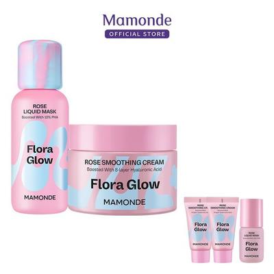 Flora Glow Rose Liquid Mask 80ml + Rose Smoothing Cream 50ml [Components May Change]