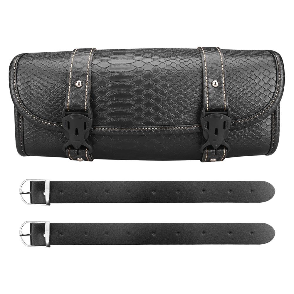 Motorcycle Front Fork Tool Bag Faux Leather Universal Handlebar Roll Bag Waterproof Fit For Harley Sportster Kawasaki Yamaha