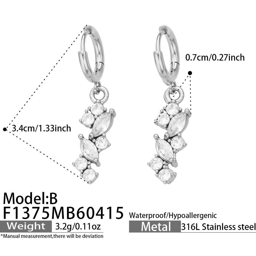 18K Gold-Plated Wheat Earrings for Women - Stainless Steel Zircon Studs, Elegant & Fade-Resistant.