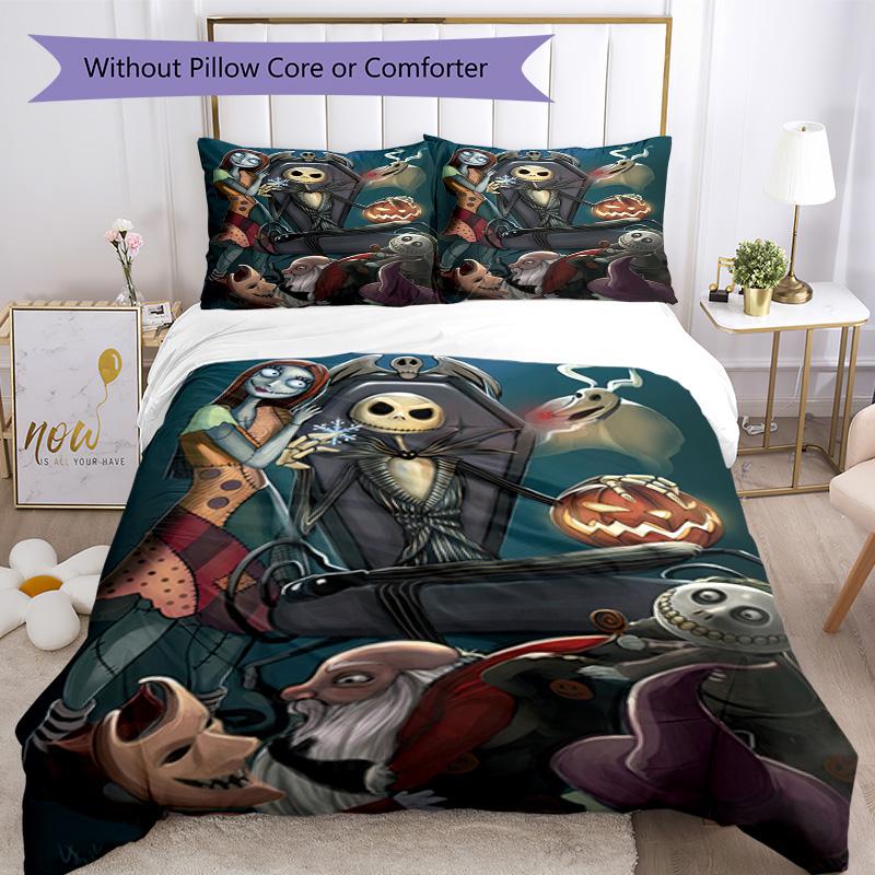 Christmas Nightmare Bedding Set Breathable Duvet Cover with Pillowcases Decorative Bed Linen for Bedroom Home Decoration Birthday Gift