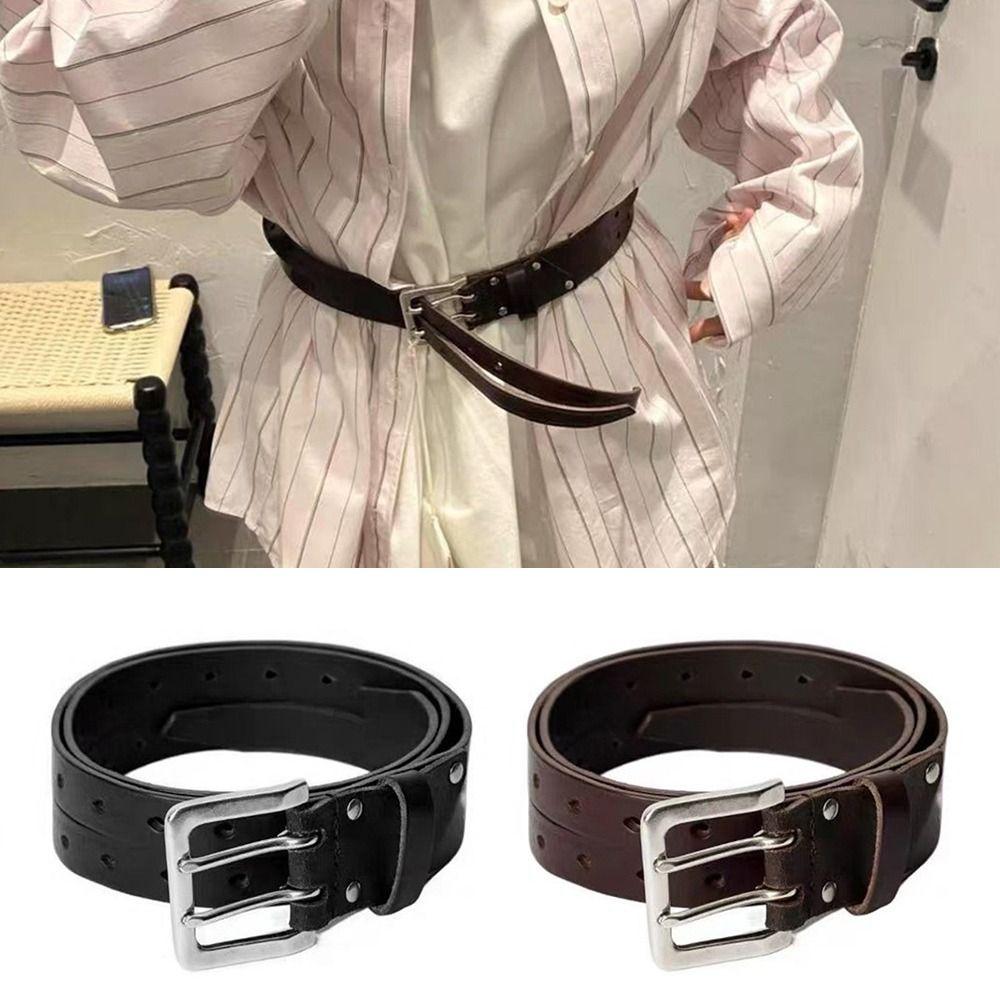 

Y2K Double-Breasted Belt Personalized Hiphop Jeans Belt Jeans Pants Decor Waistband чорний
