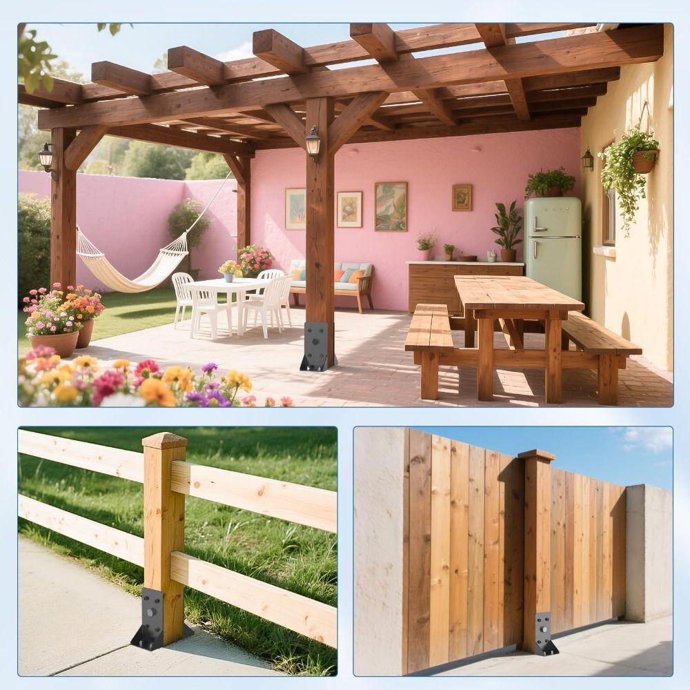 Schwarzer Deckgeländerstützstahlgeländerpfostenhalter Universeller Pfostenstützhalter Briefkasten