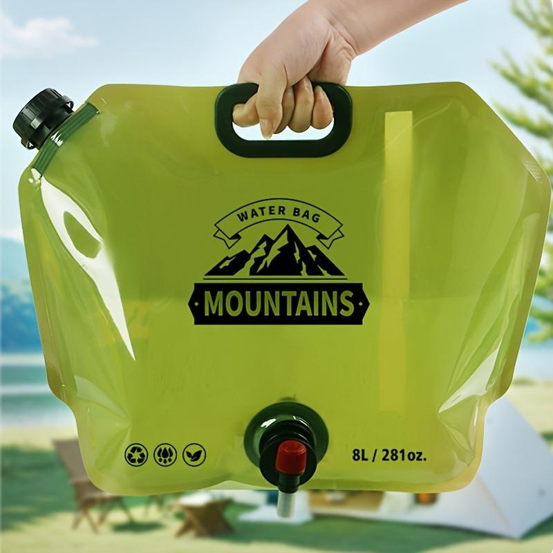 2pcs 8l Camping Water Container Collapsible Water Jug With Spout - Reusable Plastic Flasks, Foldable Empty Gallon Jug For Outdoor Hiking зелёный