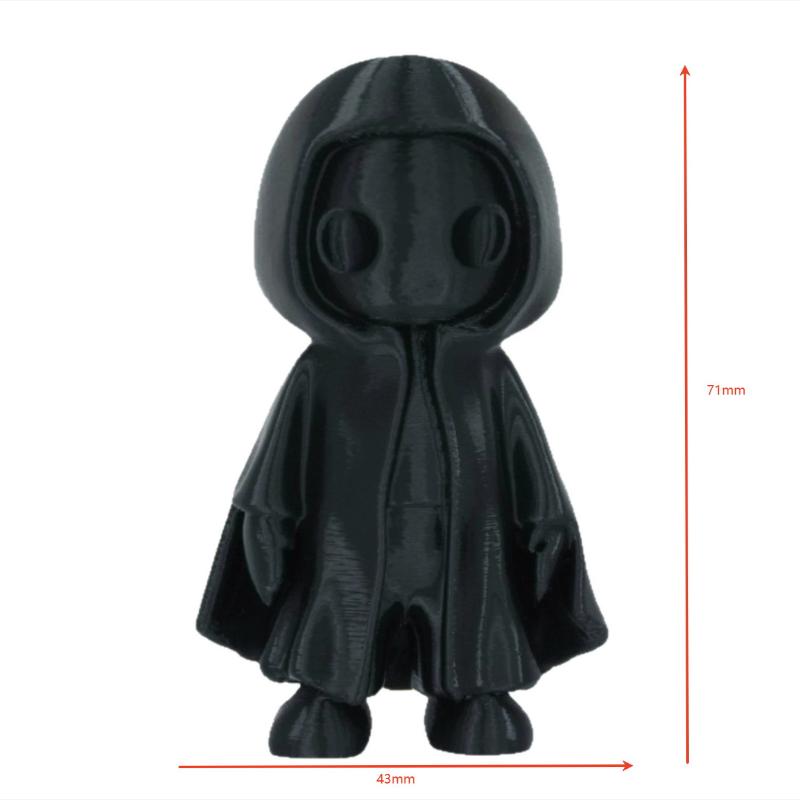 Halloween Niedliche Figur mit Kapuze – 3D-gedruckte Figur mit schwarzem Umhang für drinnen und draußen, Heim-, Schreibtisch-, Gartenornament, lustige gruselige Partydeko