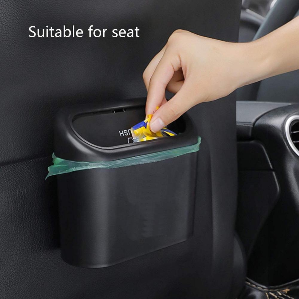 Car Trash Bin Hanging Vehicle Garbage Dust Case Storage Box Plastic Pressing with Lid Waterproof Can for Tesla Auto Accessories