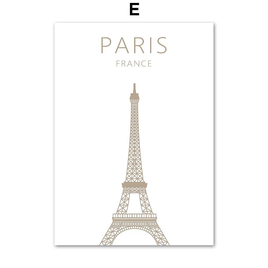 Pink Rose Paris Tower Posters and Prints Vintage Car Macaron Cake Wall Art Canvas Painting Wall Pictures for Living Room Decor