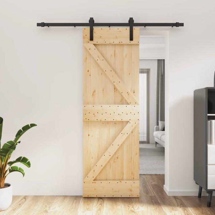 VidaXL Porte coulissante et kit de quincaillerie 70x210 cm pin massif, porte intérieure, porte de grange intérieure 3202969