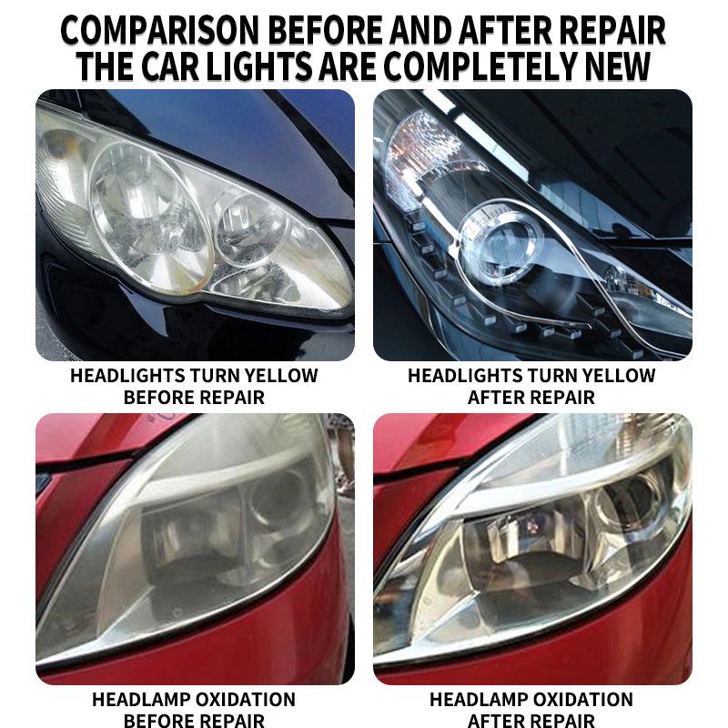 Car Headlight Repair Fluid: Restores Yellowed, Foggy, Scratched Covers with Crystal Plating Spray.