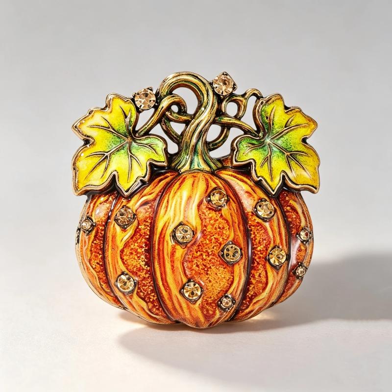 1Pcs Unisex Rhinestone Plants Halloween Party Brooch Pins Gifts Vintage Pearl Pumpkin Brooches For Women