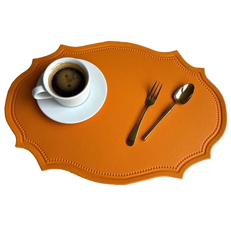 1/4/10PCS Cream Oval Shaped Placemat Nordic Faux Leather Tableware Mat Luxury Insulated Coffee Table Mat Cafe Pad Christmas Gift