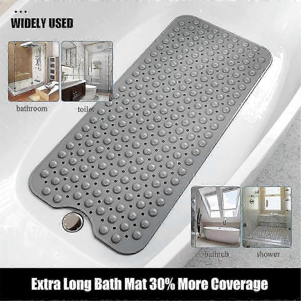 Non- Bathtub Mat Extra Long Bath Mat For Tub Shower Mats With Suction Cups And Drain Holes Bath Tub Mat For Bathroom