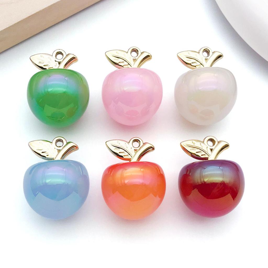 Colorful 3D Jelly Apple Pendant DIY Bracelet Necklace Earring Acrylic Jewelry Accessories