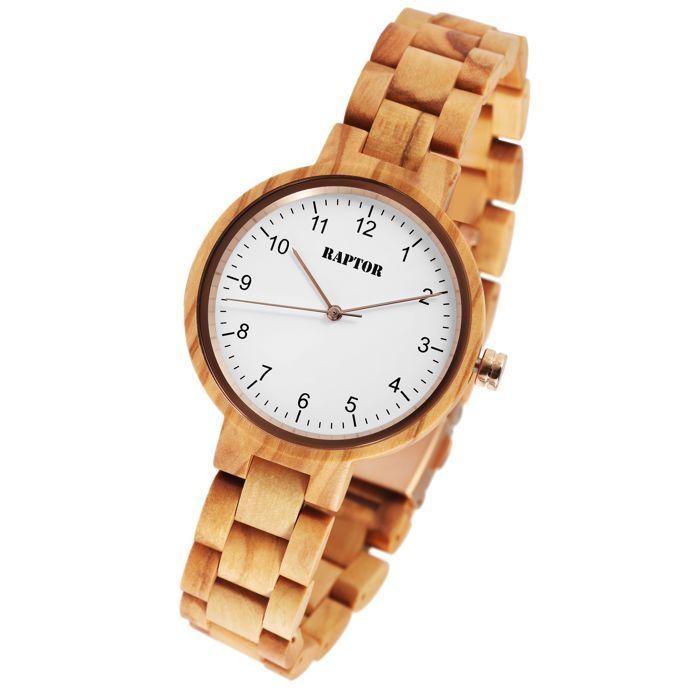 Montre femme - RAPTOR - Sherin - Bois d'olivier - Quartz - Bracelet 17 mm