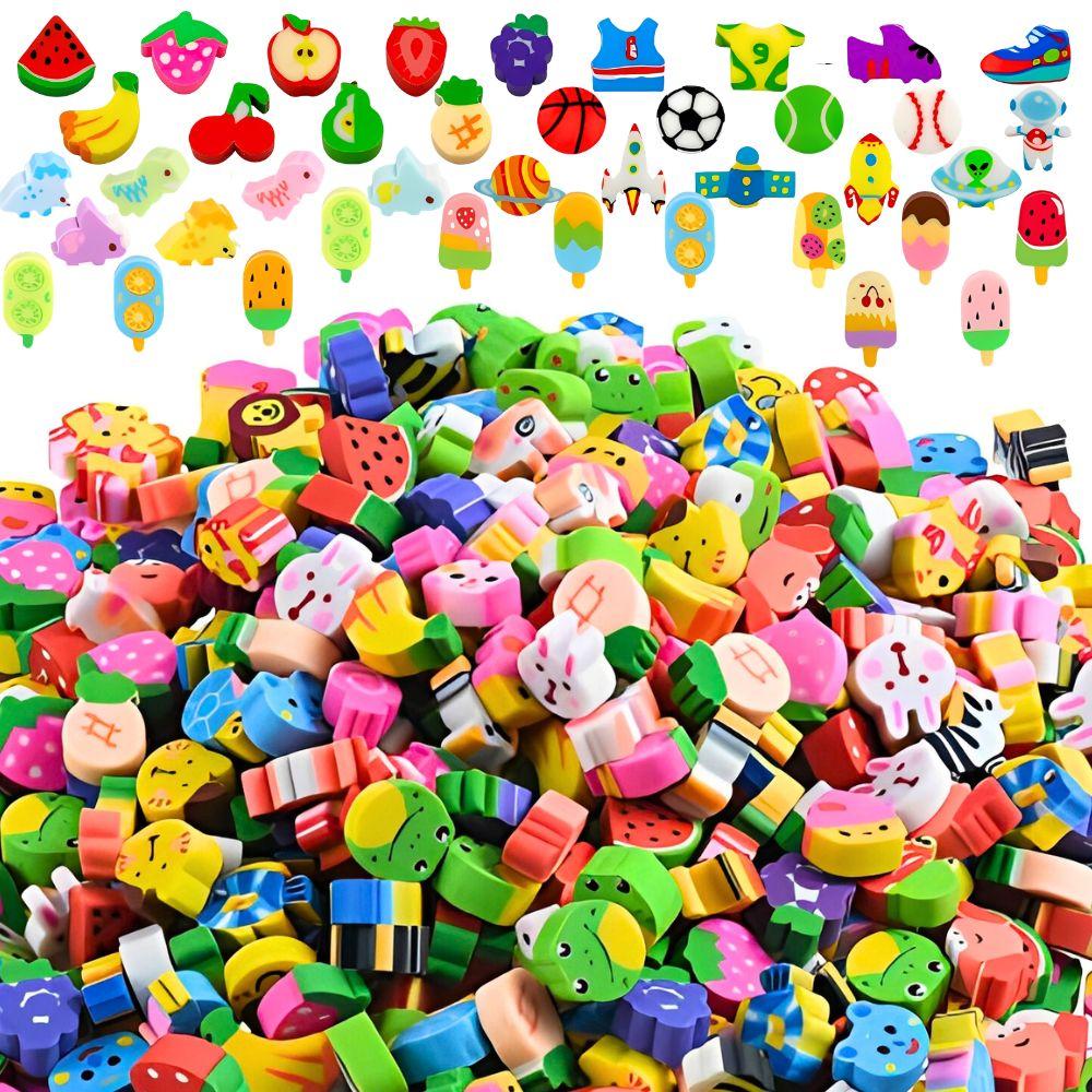 80/300pcs 0.39-0.59inch Cute Cartoon Erasers Team Carnival Present Colorful Gift Fillers School Student Prizes YMY