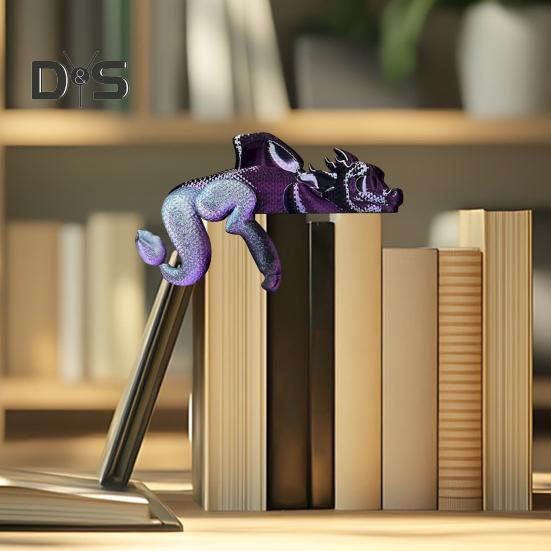 Sleeping Dragon Bookshelf Decor 3D Printed Dragon Figurine Book Nook Sleeping Dragon Shelf Decoration for Book Lovers And Fantasy Enthusiasts