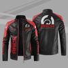 ach locomotive leather jacket European and American large size men's PU leather jacket with fleece and thicker autumn