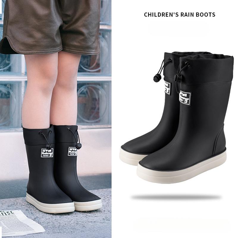 

Детские модные резиновые сапоги, уличная водонепроницаемая обувь для мальчиков и девочек, высокие резиновые сапоги на мягкой подошве Inner length 230 чёрный