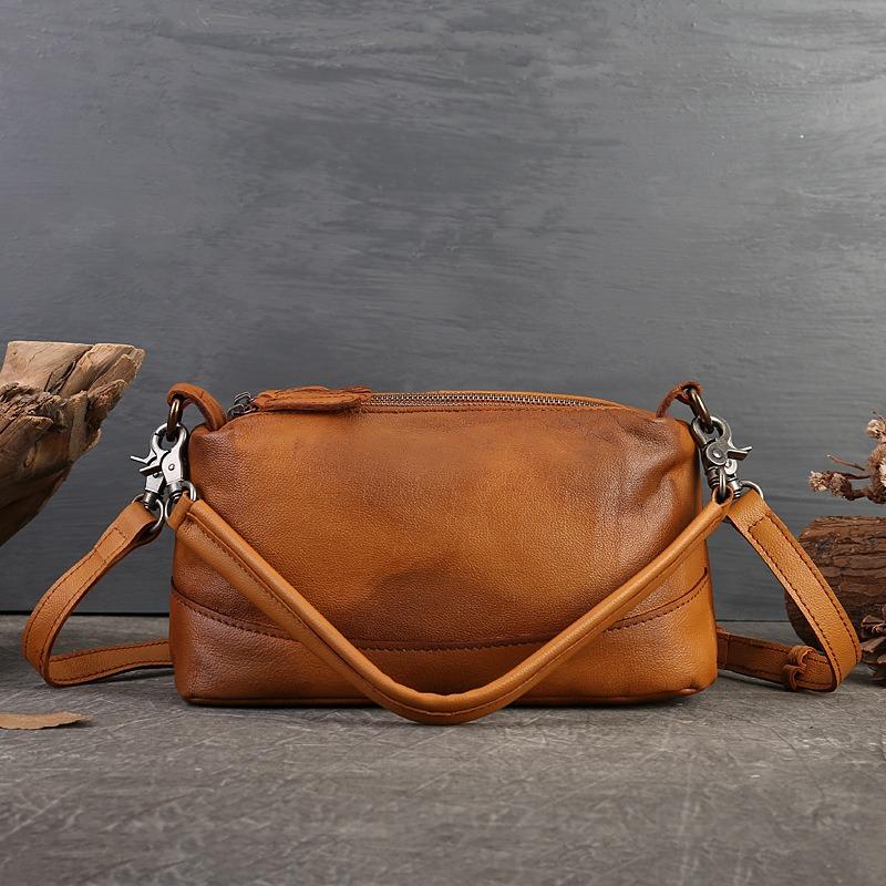 Oryginalna skórzana torba damska Vintage miękka skórzana torba typu poduszka duża pojemność torebka do ręki górna warstwa skóra bydlęca torba typu crossbody na ramię