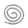 Cool Choker Silver Color Metal Collar Stainless Steel Necklace Braided Wheat Chain Heavy Link
