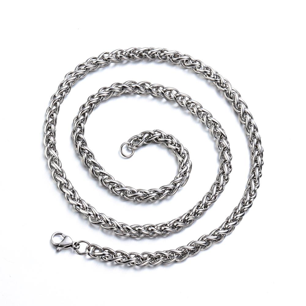 Choker Punk Gothic Cool Braided Wheat Chain Stainless Steel Necklace Metal Collar Heavy Link