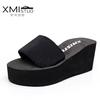 New Cool Slippers Summer Women's Platform One-word Drag Women's Muffin Slippers Slope Heel Beach Shoes Sandals Non-slip